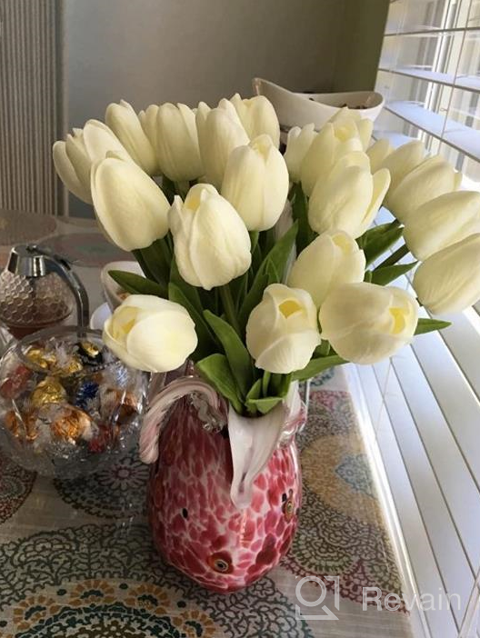 img 1 attached to Realistic PU White Tulip Flowers - Set Of 20 Artificial Tulip Stems For Easter, Weddings, And Spring Decor - Perfect For Centerpieces, Wreaths, And Funeral Arrangements - 14 Inches Tall review by Dejuan Stott