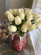 картинка 1 прикреплена к отзыву Реалистичные белые тюльпаны из ПУ - набор из 20 искусственных стеблей тюльпанов на время Пасхи, свадеб и весеннего декора - идеально подходят для центральных композиций, венков и похоронных аранжировок - высотой 14 дюймов. от Dejuan Stott