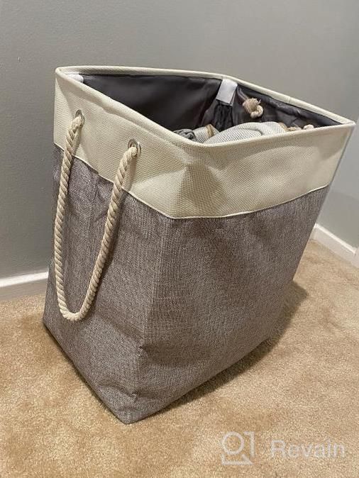 img 1 attached to FairyHaus Laundry Basket-2Pack, Freestanding Laundry Hamper With Support Rods & Easy Carry Handles, Fabric Dirty Laundry Hampers Baskets For Clothes Storage Gray 65L review by Sarah Johnson