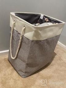 img 6 attached to FairyHaus Laundry Basket-2Pack, отдельно стоящая корзина для белья с опорными стержнями и удобными ручками для переноски, тканевые корзины для грязного белья, корзины для хранения одежды, серый, 65 л