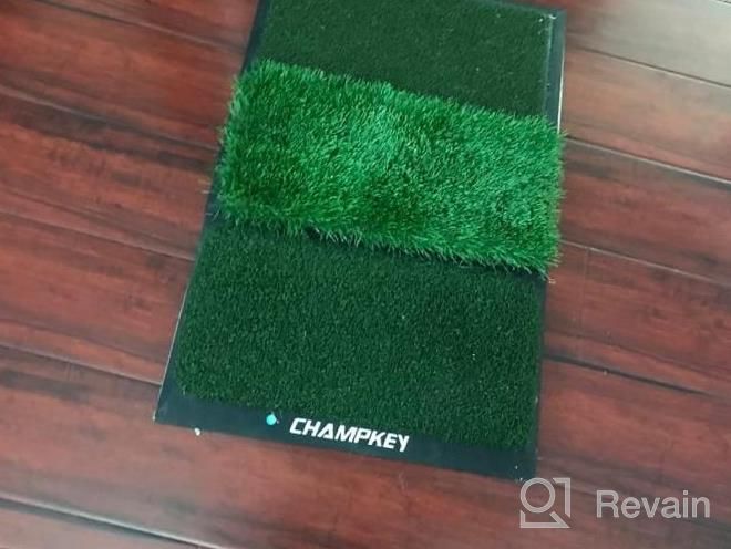 img 1 attached to CHAMPKEY Professional Tri-Turf Golf Practice Mat With Heavy-Duty Rubber Backing - Perfect For Indoor And Outdoor Training review by David Shah