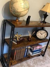 img 7 attached to IRONCK Bookshelf Industrial 3 Shelf Bookcase, Wood Storage Shelf With Metal Frame For Living Room, Rustic Brown