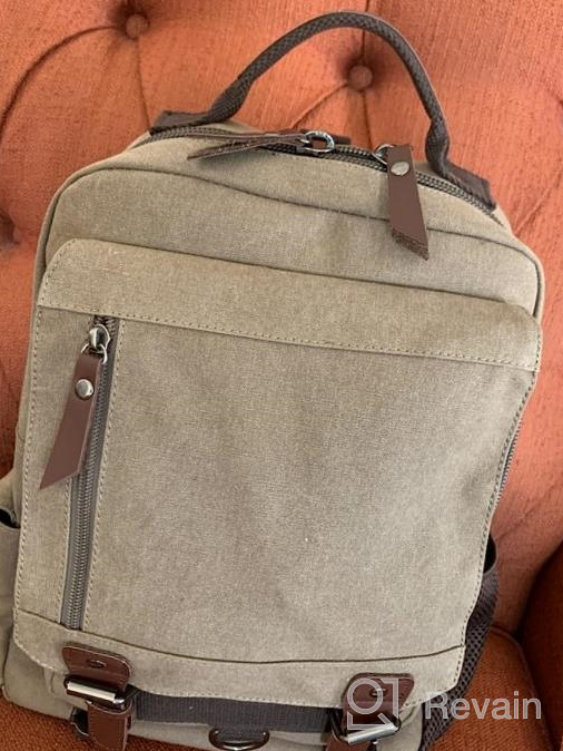 img 1 attached to Mygreen Canvas Crossbody Messenger Bag Shoulder Sling Backpack Travel Rucksack With Adjustable Strap review by Bill Dooley