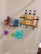 img 1 attached to Wall Mount Bamboo Shower Caddy Organizer With 6 Hooks - Natural, Self-Adhesive, Waterproof & Rustproof Storage Rack For Bathroom And Kitchen - No Drilling Required (2 Pack) review by Bob Kandravi