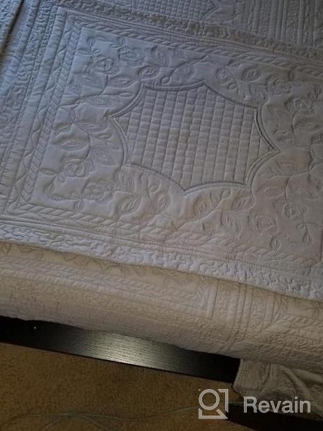 img 1 attached to Queen Size Travan 3-Piece Cotton Bedspread Quilt Set With Reversible Floral Patterned Shams - Oversized Coverlet review by Craig Mcdonald