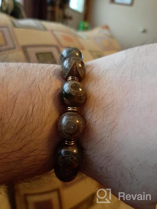 img 1 attached to 🧿 Powerful ZenBless Round Grey Tibetan Dzi Beads Bracelet - Unlock Good Luck and Attract Positive Energy review by Scott Pentapati