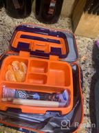 img 1 attached to Dinosaur Bento Lunch Box For Boys Toddlers, 5 Portion Sections Secure Lid, Microwave Safe BPA Free Removable Plastic Tray, Pre-School Kid Daycare Lunches Snack Container Ages 3 To 7 Blue Orange review by Kim Good
