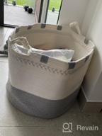 img 1 attached to 58L Woven Laundry Hamper With Knot Handles: Cotton Rope Basket For Blankets, Toys & Towels - Grey review by Jesus Carlson