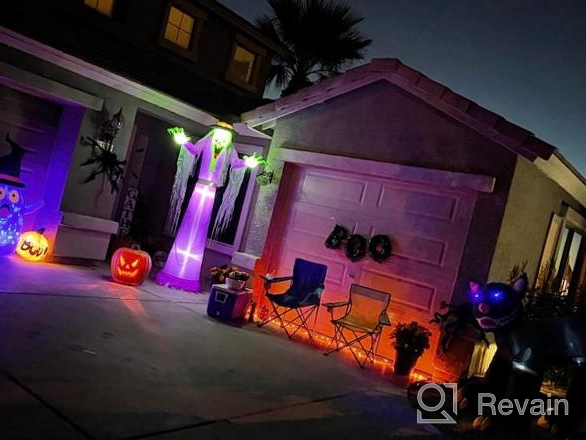 img 1 attached to 8FT Halloween Inflatables Outdoor Decorations With 7 LED Lights - Pumpkin Ghost And Tombstone Lighted Holiday Blow Up Yard Decor For Indoor/Outdoor Party, Lawn & Garden Photo Prop review by Stephanie Shatnawi