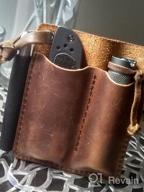 img 1 attached to Full Grain Leather EDC Pocket Organizer With Pen Loop - Ideal Pocket Slip, Knife Pouch, And Carrier For Everyday Carry Organization In Chestnut Color review by Timothy Hughes