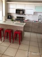 img 1 attached to UrbanMod 24 Inch Metal Barstool Set Of 4 – Counter Height Backless Stools For Kitchen Island, Breakfast, Outdoors, Pubs, Restaurants, Homes & Patios – Stackable Heavy Duty Modern Industrial Red review by Mike Hamelin