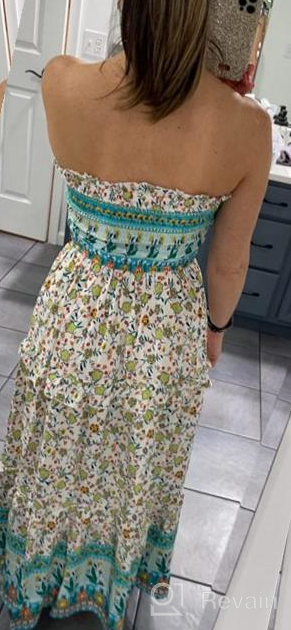 img 1 attached to Chic And Feminine: ZESICA'S Floral Printed Strapless Maxi Dress For Your Summer Beach Party Look review by Paula Reid