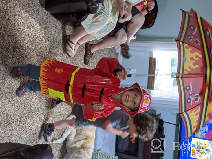 img 1 attached to Boys' Kidorable Red Fireman Raincoat with Fun Flames, Chief Badge, Reflective Strips – All-Weather Protection review by Brian Dildine