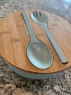 img 1 attached to Large 9.8 Inch Solid Bamboo Salad Bowl Set With Servers And Lid - Perfect For Fruits, Salads, And Decorations - White Color - GEHE Bamboo Bowl And Spoon Set review by Matt Lewis