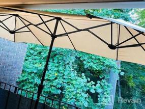 img 5 attached to PHI VILLA 13-футовый зонт для наружного рынка Двусторонний двойной большой зонт для патио с рукояткой, темно-синий