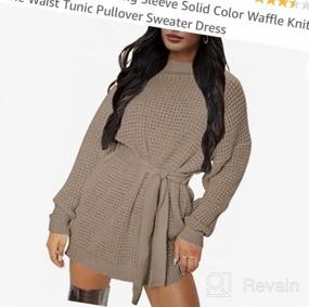 img 6 attached to Warm And Chic: ZESICA Women'S Long Sleeve Waffle Knit Dress With Tie-Waist Design