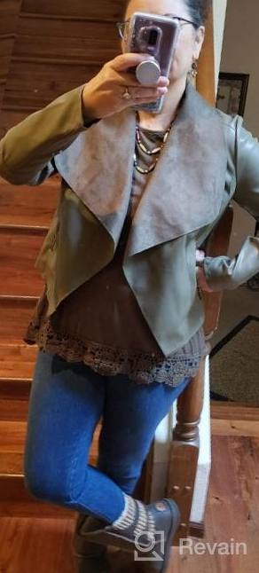 img 1 attached to Chic And Slim: Escalier Women'S Faux Leather Open Front Blazer Jackets review by Christine Rogers