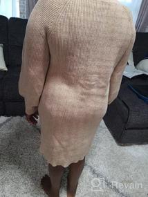 img 7 attached to Женское вязаное зимнее платье-свитер большого размера с v-образным вырезом на пуговицах