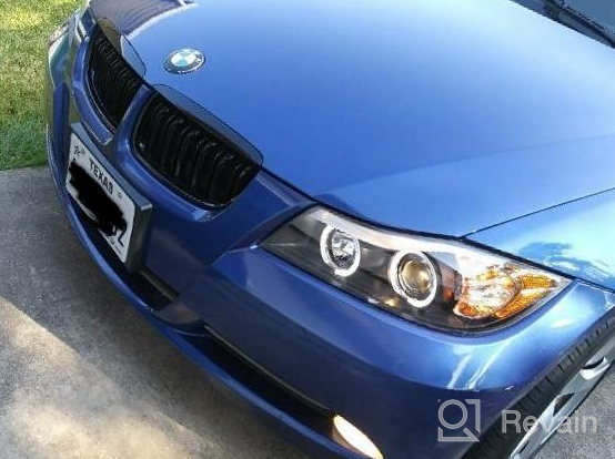 img 1 attached to Black Bezel Halogen Type LED Halo Ring Eye Lid Projector Headlights For 2006-2008 BMW E90 3 Series 4 Door Sedan review by Jeremy Meyer