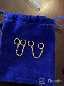 img 5 attached to Dainty Double Hoop Chain Earrings: Perfect Gift For Women & Girls!
