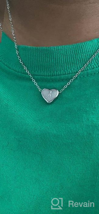 img 1 attached to Heart Initial Necklaces: 18k White Gold Plated Letter Necklace for Girls – Small Dainty Charm, Cute Christmas Gifts for Little Girls & Teenage Girls review by Faye Wright