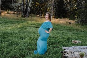 img 6 attached to Эластичное макси-платье для фотосессии с оборками и кружевом с открытыми плечами для беременных от Molliya