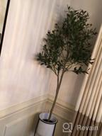 img 1 attached to Artificial Olive Tree - 5.25Ft Tall Faux Potted Silk Tree With Planter, Large Olive Branch And Fruit Decoration, Indoor Home Decor For Modern Living Spaces, 1032 Leaves review by Dominic Ceo
