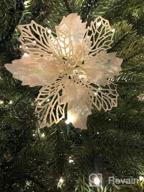 img 1 attached to Set Of 12 Glitter Rose Gold Poinsettia Flowers For Christmas Tree Decorations And Wreaths With Green Stems - Artificial 6.3'' Xmas Flowers By GL-Turelifes review by Nikki Brooks