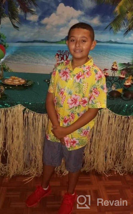 img 1 attached to Stylish & Comfortable: Big Boys' Short Sleeve Hawaiian Shirts By SSLR review by Charley Prz