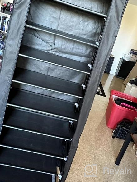 img 1 attached to 📦 UDEAR Grey Shoe Rack: Portable Storage Organizer with Non-Woven Fabric Cover for Free Standing review by Colin Zilinskas