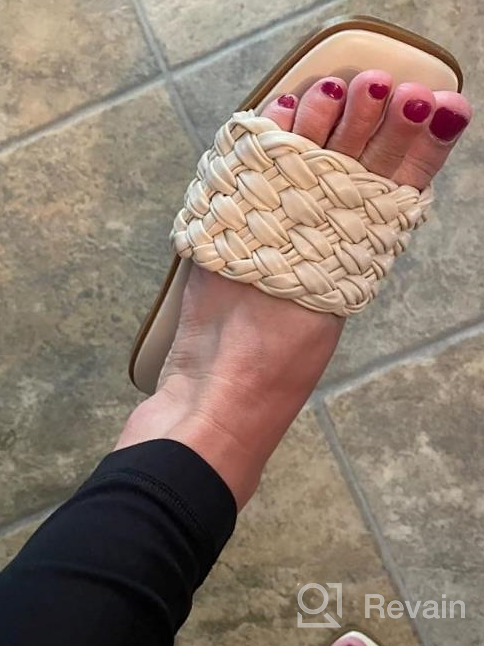 img 1 attached to Summer Casual Women'S Braided Strap Square Toe Sandals: Athlefit Flat Slip-On Slides And Slippers review by Candice Cooksey