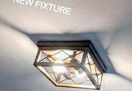 img 1 attached to Modern Black And Wood Grain 2-Light Flush Mount Ceiling Fixture By Osimir review by Arunprasath Elliott