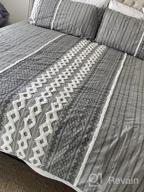 img 1 attached to Mid Century Modern Design Duvet Set - INK+IVY Nea - 100% Cotton, All Season Comforter Cover Bedding Set With Matching Shams, Full/Queen Size, Stripes Teasel Ivory - 3 Piece Set review by Shane Solorzano