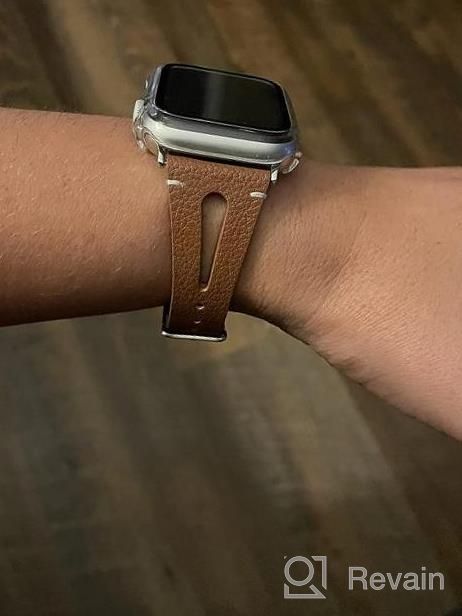 img 1 attached to Secbolt Leather Bands Compatible With Apple Watch Band 38Mm 40Mm 41Mm Iwatch SE Series 8 7 6 5 4 3 2 1, Slim Strap With Breathable Hole Replacement Wristband Women review by Cynthia Broederdorf