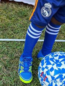 img 7 attached to 🧦 Яркие коленные футбольные носки для мальчиков и девочек - идеальные трубчатые носки с полосками для малышей и младенцев