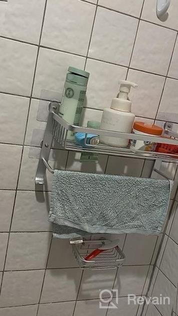 img 1 attached to Rustproof Hanging Shower Caddy With Hooks For Shampoo, Razor And Soap - Waterproof And Anti-Swing Overhead Bathroom Shower Organizer By Hoomtaook review by Lyon Forrest