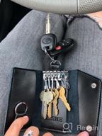 img 1 attached to Heshe Unisex Leather Key Case Wallet With Keychain, 6 Hooks And Snap Closure For Key Holder Ring review by Dale Sundet