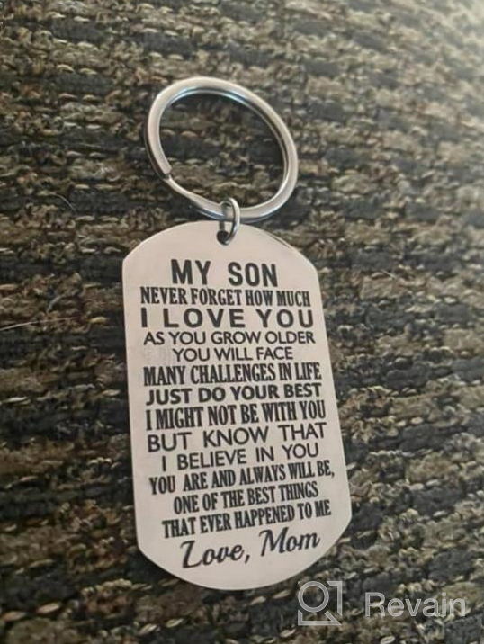 img 1 attached to 🌟 Inspirational Gift: Mom's Keychain to Son - Perfect Birthday, Valentine's or Christmas Gift for Step Son, Adult, Teen Boy! Mother's Love for Her Son Serves in the Army (Black) review by Hurst Batiste