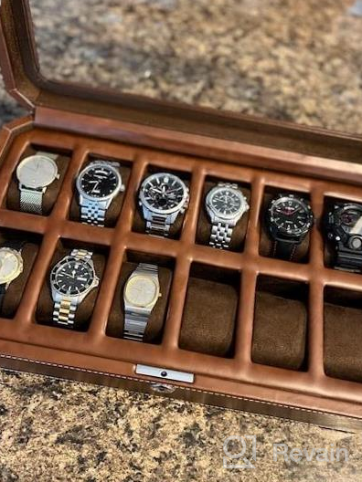 img 1 attached to ROTHWELL 12 Slot Leather Watch Box - Luxury Watch Case Display Organizer, Microsuede Liner, Locking Mens Jewelry Watches Holder, Men'S Storage Boxes Holder Large Glass Top (Tan/Brown) review by Karthikeyan Behm