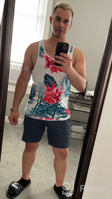 img 1 attached to COOFANDY Floral Sleeveless T Shirts Vacation Men's Clothing review by Dube Jansen