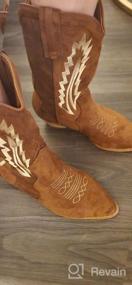 img 8 attached to Embroidered Suede Cowgirl Boots For Women - Pointed Toe Pull On Western Booties With Mid Calf Height By TEMOFON
