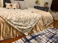 img 1 attached to LIFEREVO Royal Blue Luxury Velvet Diamond Quilted Fitted Bed Sheet 3 Side Coverage 18 Inch Drop Dust Ruffle Bed Skirt With Pompoms Fringe (Queen, Navy) review by Daionte Simpson