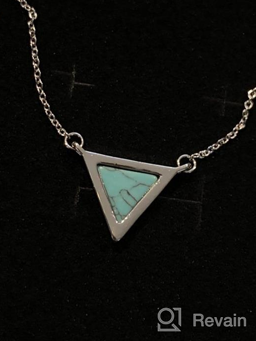 img 1 attached to 💎 Stunning Triangle Opal Necklace: Captivating Blue Pendant Gift for Sister - Adjustable Chain, Perfect Birthday Surprise! review by David Alvarez