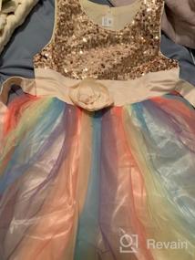 img 6 attached to Rainbow Mesh Tulle Princess Flower Girls Sequin Party Dress With Lace Ball Gown For Prom