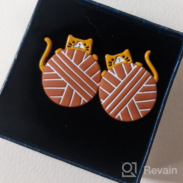 img 1 attached to 🐱 Cute Cat Earrings: Orange Kitten Stud Earring for Cat Lovers - Perfect Birthday or Christmas Gift for Teen Girls review by Laura Peterson