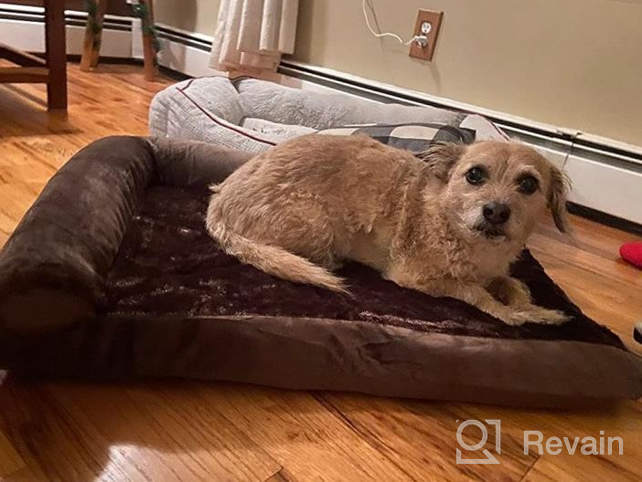 img 1 attached to Medium Dog Bed With Cooling Gel Foam, Two-Tone Faux Fur & Suede L Shaped Chaise In Stone Gray For Ultimate Comfort - Removable And Washable Cover By Furhaven review by Micheal Looney