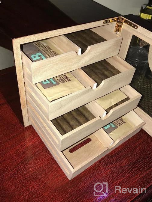 img 1 attached to Cigar Aficionados Rejoice: Woodronic'S Digital Humidor Cabinet For 100-150 Cigars, Spanish Cedar Lining, And 2 Crystal Gel Humidifiers In A Glossy Ebony Finish - Perfect Gift For Fathers! review by Flee Pannell