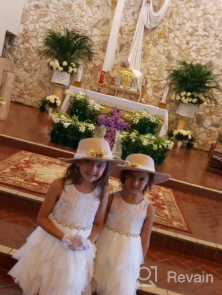 img 1 attached to Bienvenu Little Girl Kids Summer Straw Hat Wide Brim Floppy Beach Sun Visor Hat review by Megan Gardner