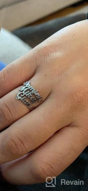 img 1 attached to Woman'S Custom Name Ring: Personalize With 1-3 Children'S Names, Dainty Sterling Silver Statement Jewelry For Mother'S Day, Birthday, Or Anniversary Gifts review by Bryan Sperling