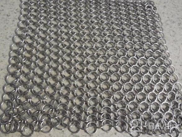 img 1 attached to 8"X6" Stainless Steel Chainmail Cast Iron Cleaner With 316L Scrubber For Pre-Seasoned Pans, Dutch Ovens, Waffle Iron Pans, And More - By Ationgle review by Eugene Cox